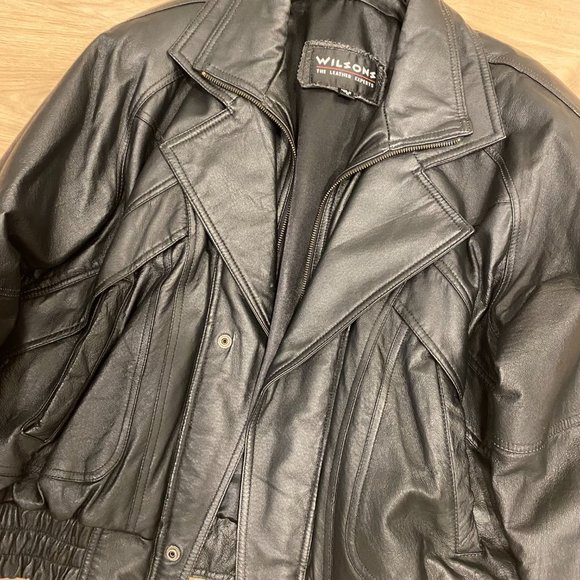 Wilsons Genuine Black Leather Biker Jacket - Picture 3 of 5